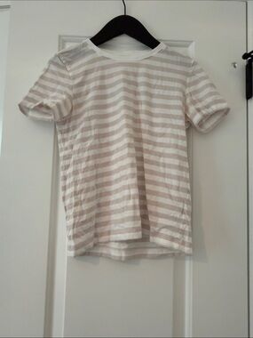 Muji Short-Sleeve Striped Tee - Cream/Taupe & White